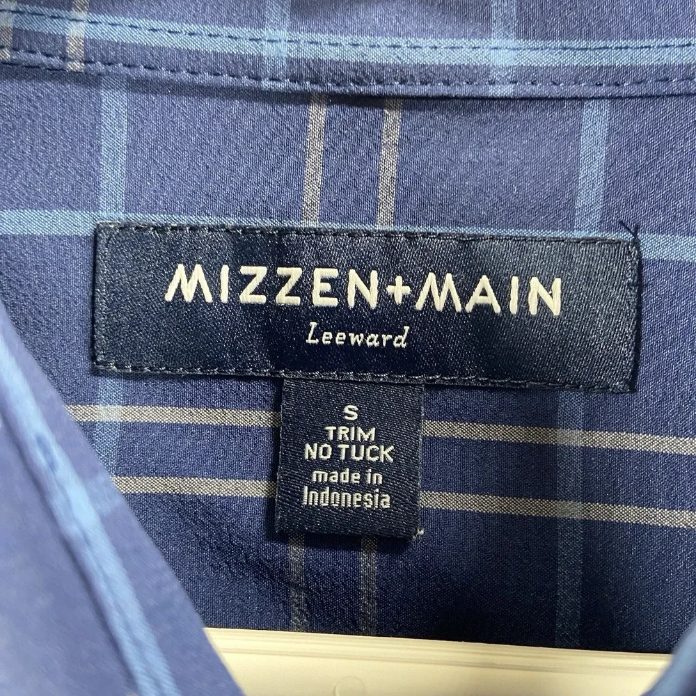 Mizzen + Main Shirt Mens Small Button Up No Tuck Trim Fit Leeward Performance